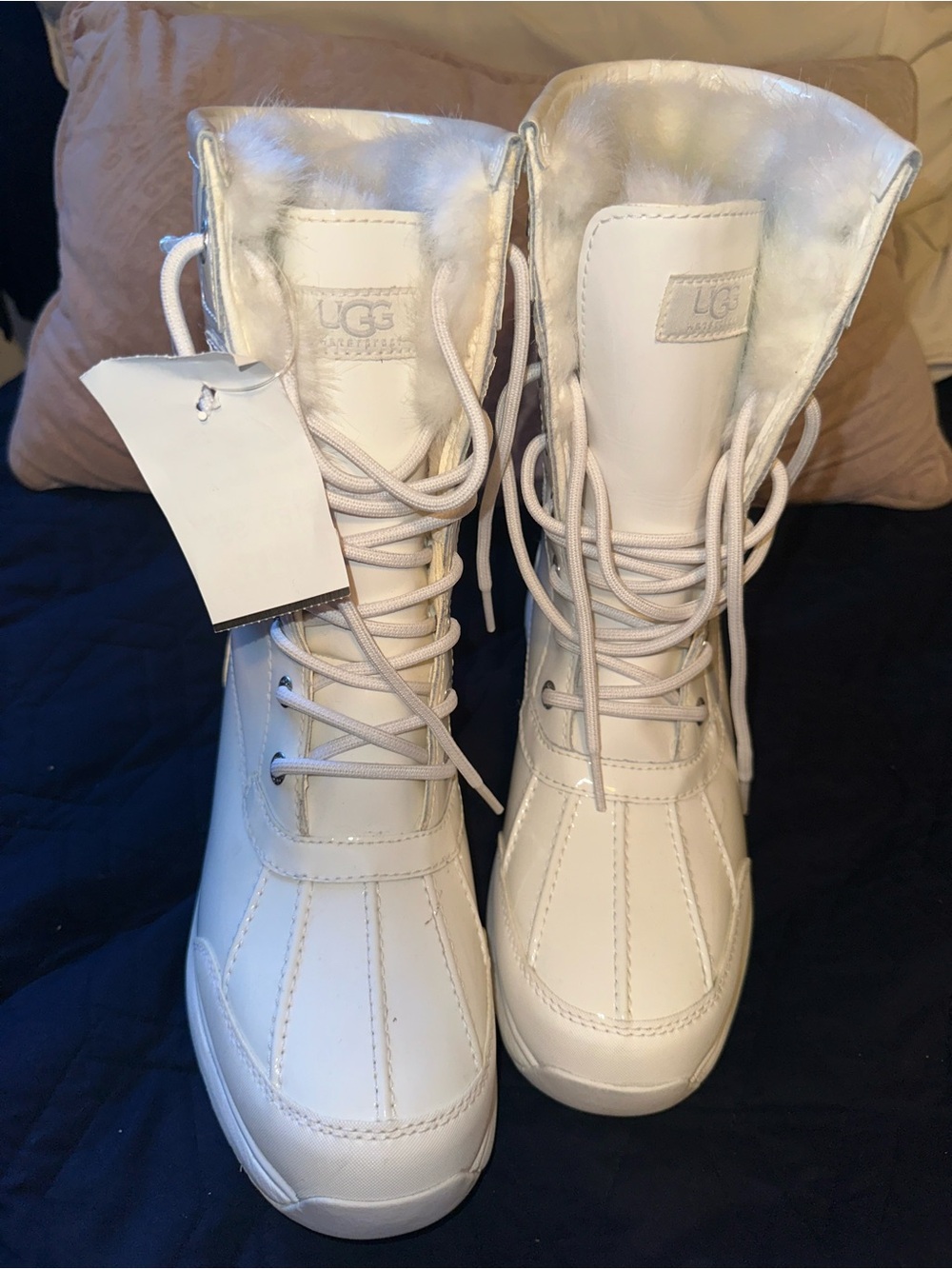 women's UGG Adirondack III Boots in "Patent White"